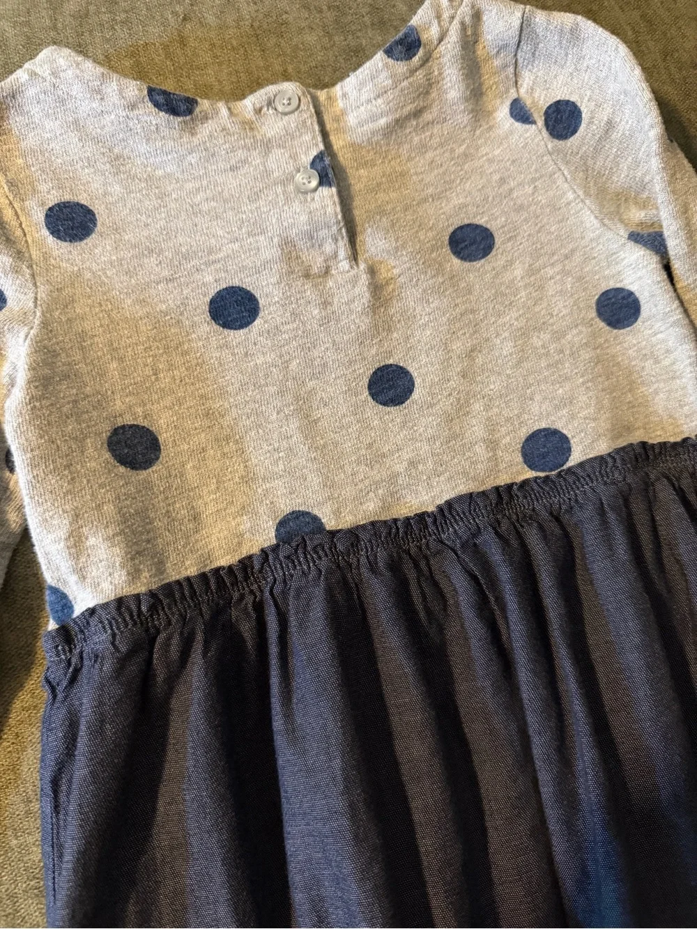 GAP Grey Top with Navy Polka Dots and Navy Skirt Dress
